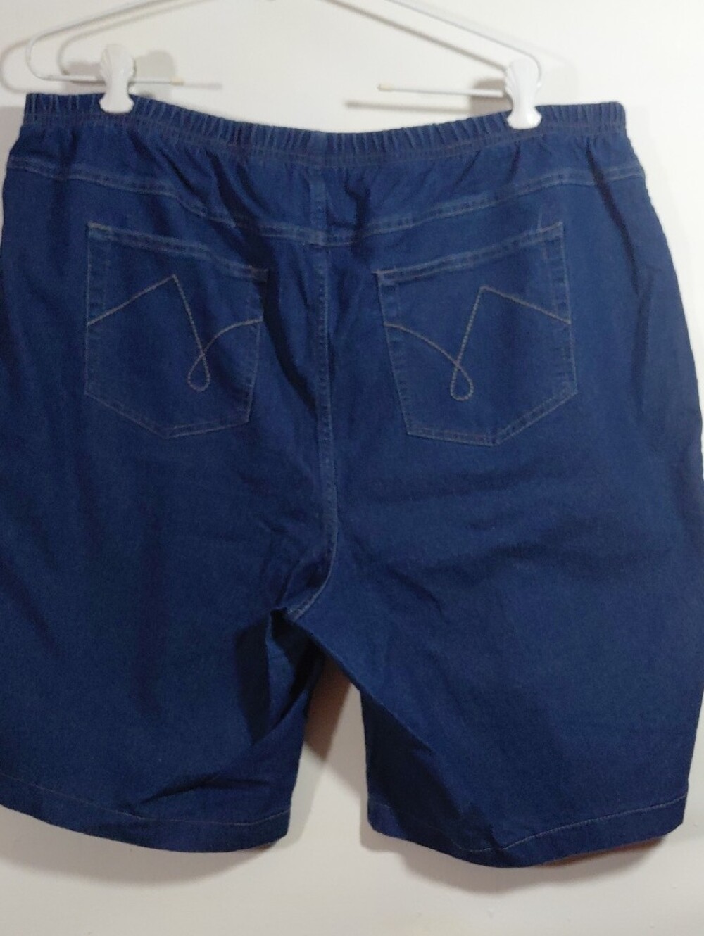 Just My Size Navy Blue Jean Women's Elastic Waist Flat Front Shorts Size 3X - Picture 7 of 7
